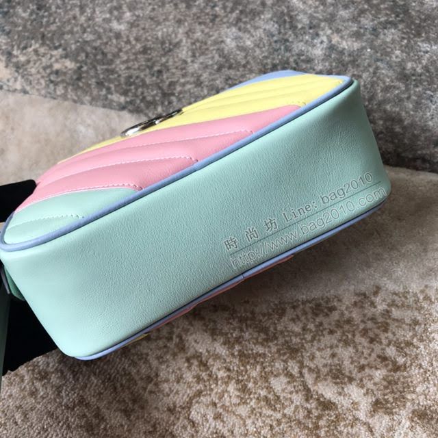 Gucci小牛皮女包 古馳新款GG Marmont馬卡龍新色首發 Gucci迷你手提包 583571霧霾藍  gdj1211